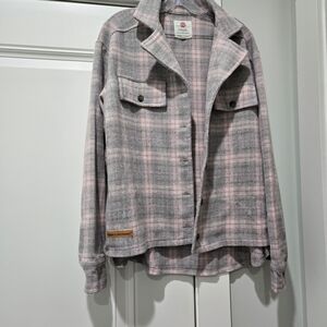 Women's Pink and Gray Plaid Jacket